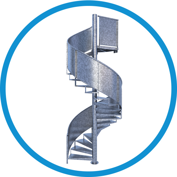 escalier helicoidal acier galva tole pleine