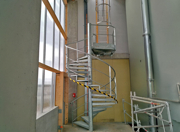 escalier hélicoïdal acier technique 2 lisses
