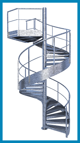 escalier hélicoidal acier 2 lisses limon