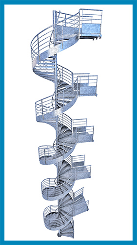 escalier hélicoidal acier 4 lisses limon
