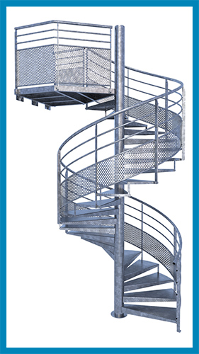 escalier hélicoidal acier 2 lisses tole perfo